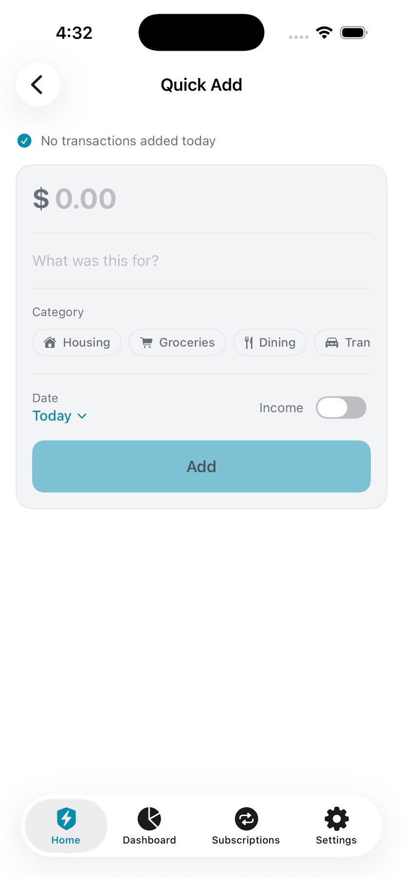 Add a Transaction Manually