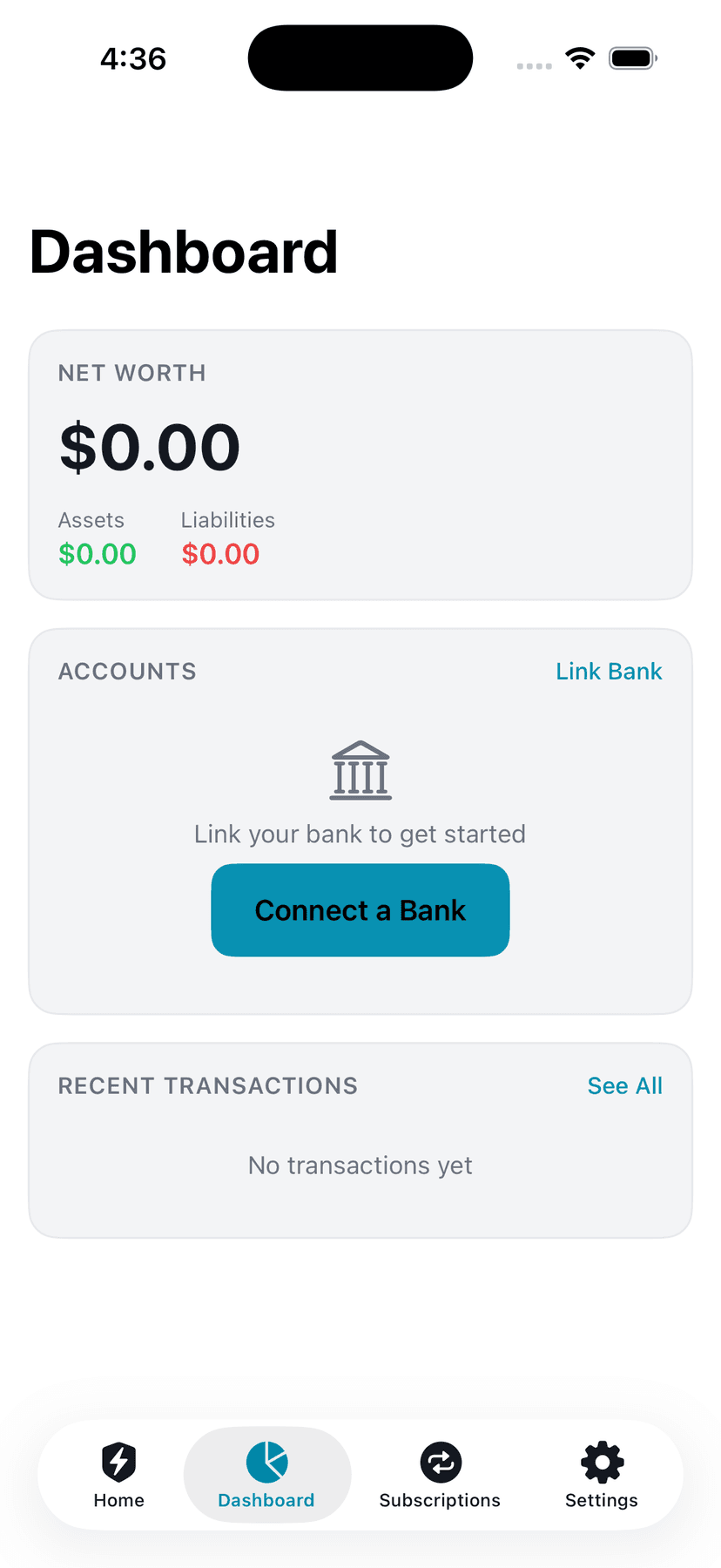 Safe-to-Spend on Dashboard