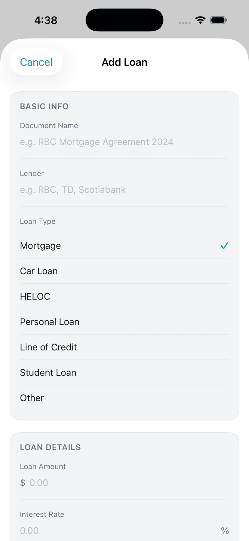 Enter Loan Details